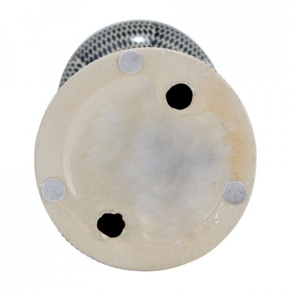 Sagebrook 15" Ceramic Dotted Pillar Candle Holder - Navy Blue/Cotton