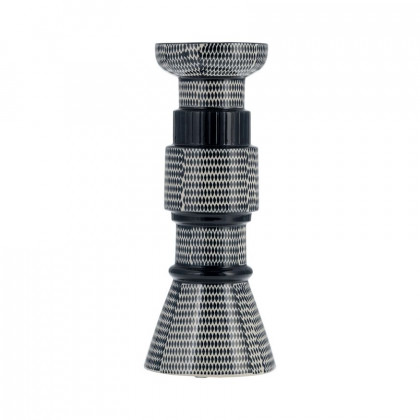 Sagebrook 12" Ceramic Dotted Pillar Candle Holder - Navy Blue/Cotton