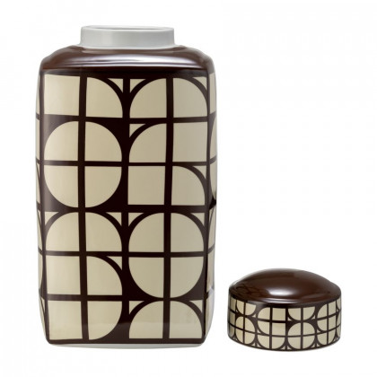 Sagebrook 18" Ceramic Square Jar With Lid - Java/Cotton