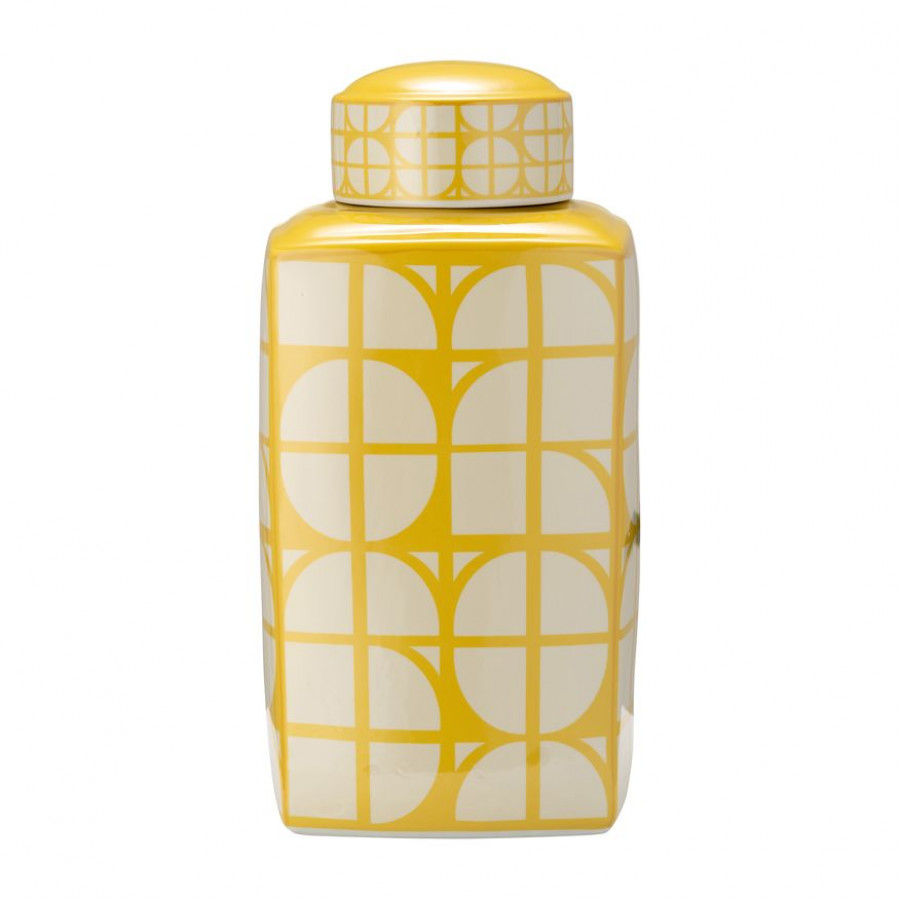 Sagebrook 18" Ceramic Square Jar With Lid - Yellow/Cotton