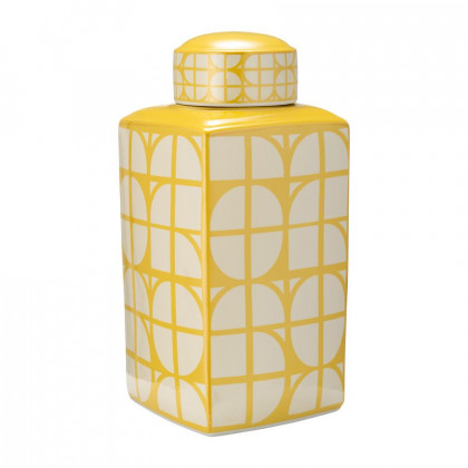 Sagebrook 18" Ceramic Square Jar With Lid - Yellow/Cotton