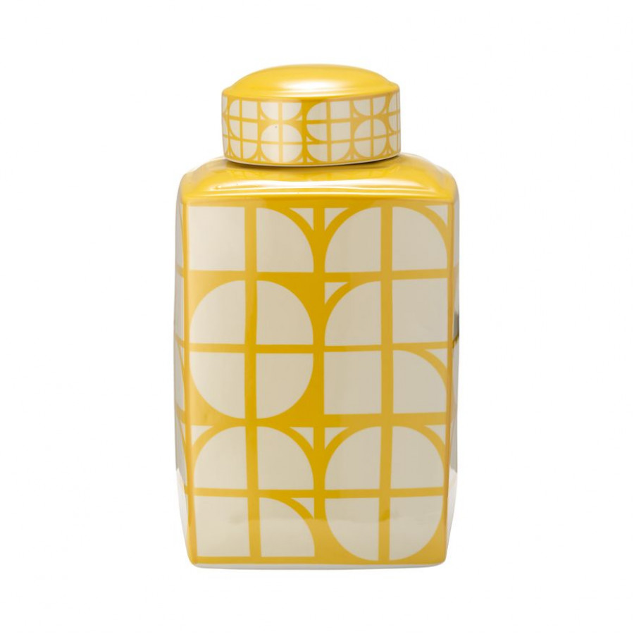 Sagebrook 16" Ceramic Square Jar With Lid - Yellow/Cotton
