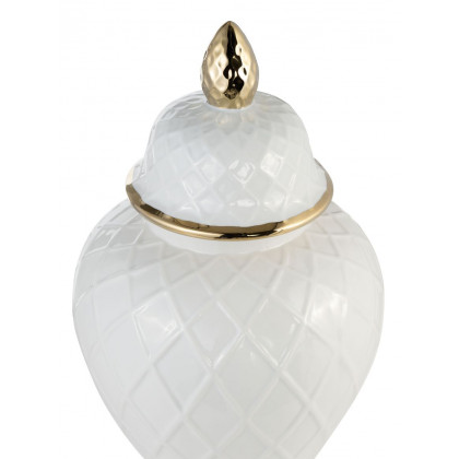 Sagebrook 20" Ceramic Rope Temple Jar - White/Gold