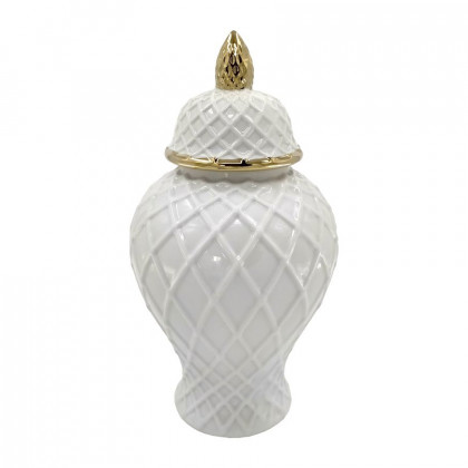 Sagebrook - 20" Ceramic Rope Temple Jar