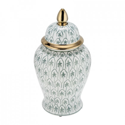 Sagebrook 18" Ceramic Temple Jar - Green/Gold