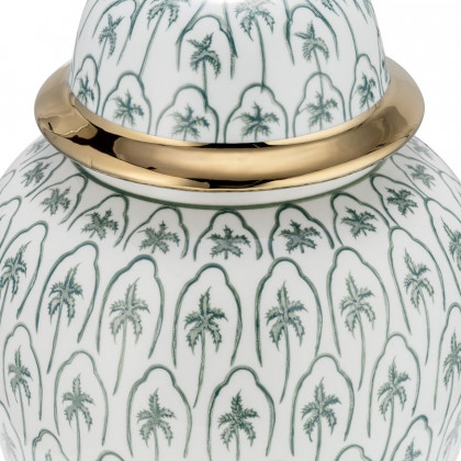 Sagebrook 18" Ceramic Temple Jar - Green/Gold