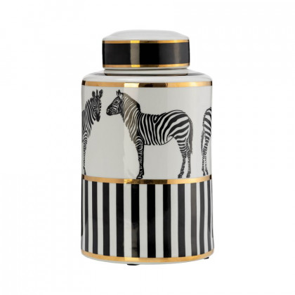 Sagebrook - 16" Ceramic Zebra Jar With Lid