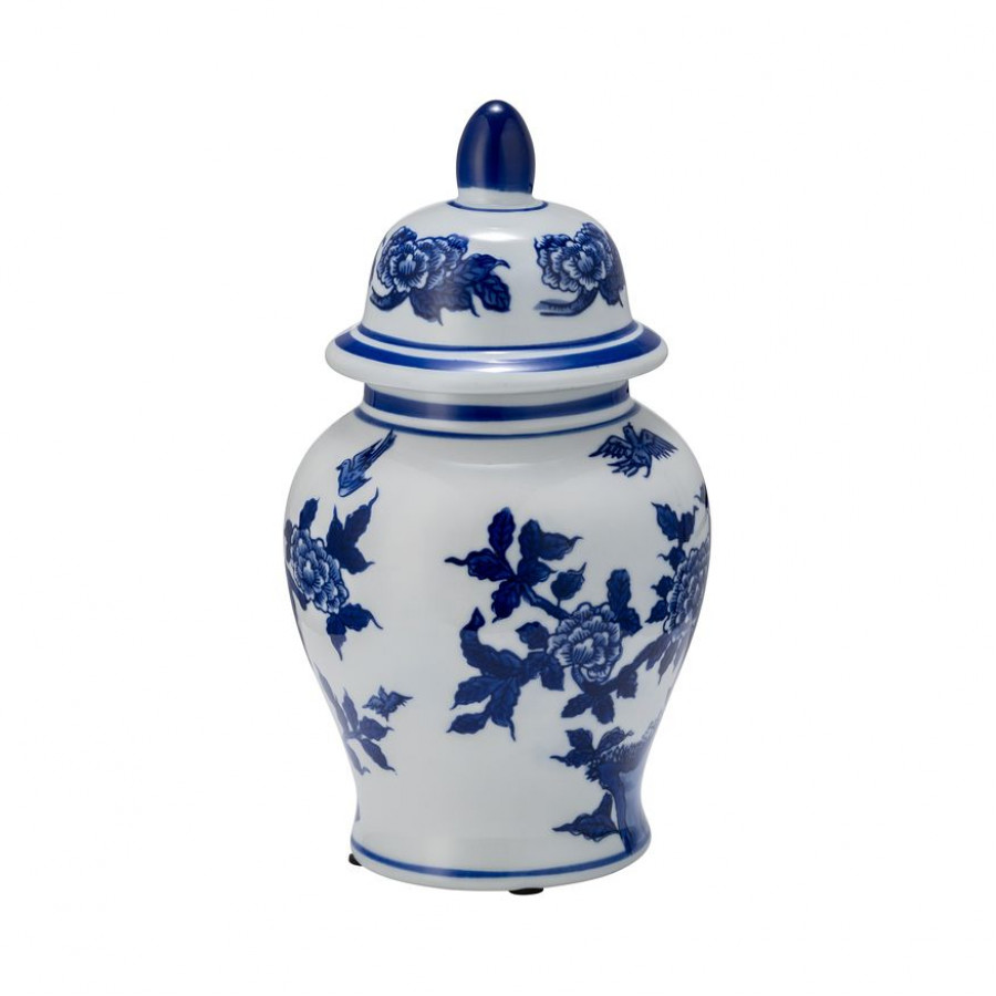 Sagebrook 10" Ceramic Temple Jar - Blue/White