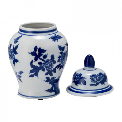 Sagebrook 10" Ceramic Temple Jar - Blue/White