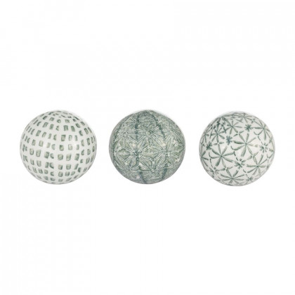 Sagebrook 4" Ceramic Boxed 3/a Painted Orbs - Green