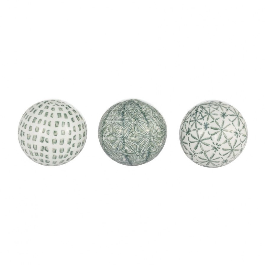 Sagebrook - 4" Ceramic Boxed 3/a Painted Orbs