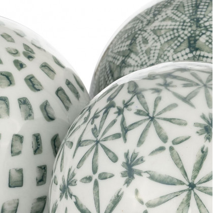Sagebrook 4" Ceramic Boxed 3/a Painted Orbs - Green