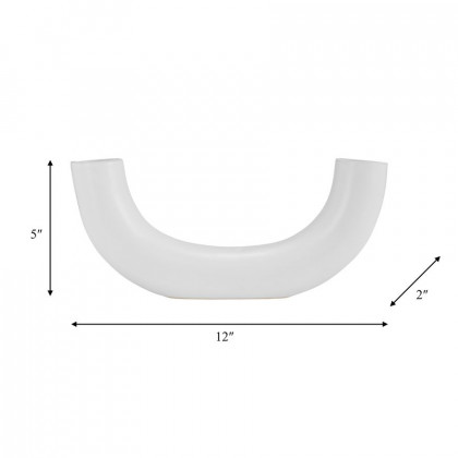 Sagebrook 12" Ceramic Half Circle Vase - White