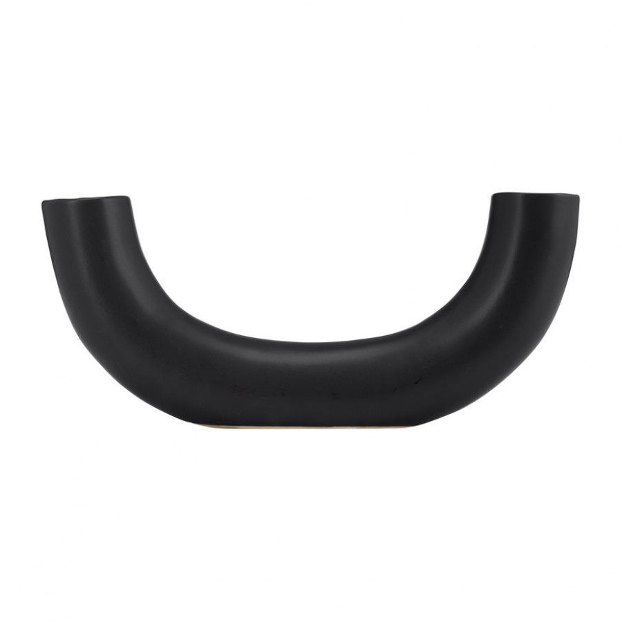 Sagebrook 12" Ceramic Half Circle Vase - Black