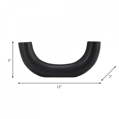 Sagebrook 12" Ceramic Half Circle Vase - Black