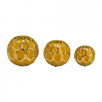 Sagebrook 4"/5"/6" Ceramic Orbs (Set Of 3) - Honey/Gold