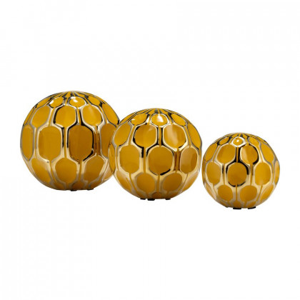 Sagebrook 4"/5"/6" Ceramic Orbs (Set Of 3) - Honey/Gold