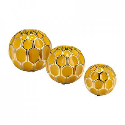 Sagebrook 4"/5"/6" Ceramic Orbs (Set Of 3) - Honey/Gold