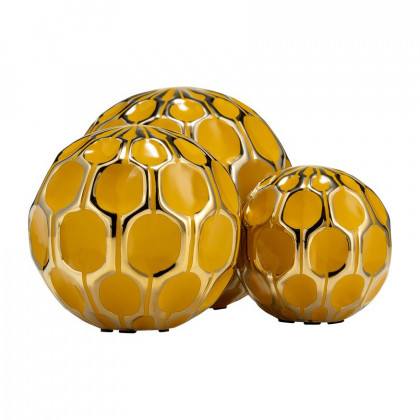 Sagebrook 4"/5"/6" Ceramic Orbs (Set Of 3) - Honey/Gold