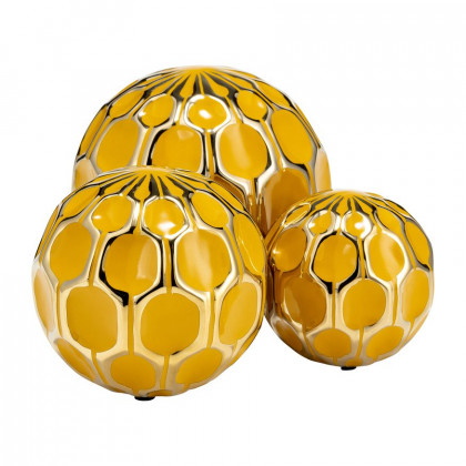 Sagebrook 4"/5"/6" Ceramic Orbs (Set Of 3) - Honey/Gold