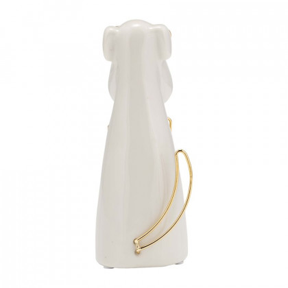 Sagebrook Ceramic 7"h - Puppy With Gold Glasses And Bowtie - White