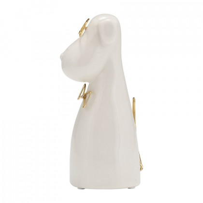 Sagebrook Ceramic 7"h - Puppy With Gold Glasses And Bowtie - White
