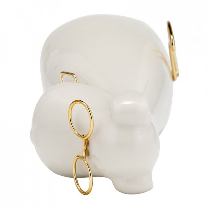 Sagebrook Ceramic 7"h - Puppy With Gold Glasses And Bowtie - White