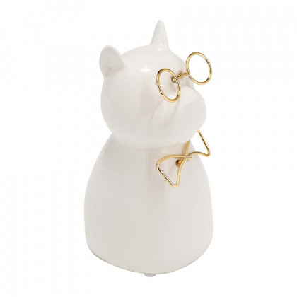Sagebrook Ceramic 6"h - Puppy With Gold Glasses And Bowtie - White