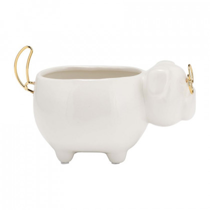 Sagebrook - 7" Ceramic Puppy With Gold Glasses in White