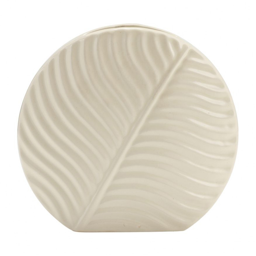Sagebrook 7" Ceramic Round Botanical Vase - Cotton