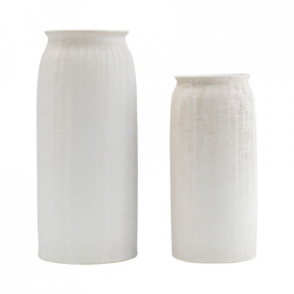 Sagebrook 13" Ceramic Ridged Vase - White