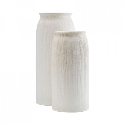 Sagebrook 13" Ceramic Ridged Vase - White