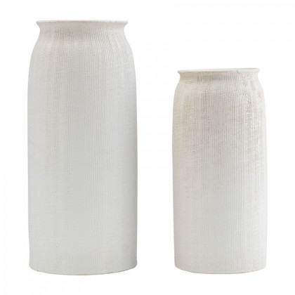 Sagebrook 16" Ceramic Ridged Vase - White