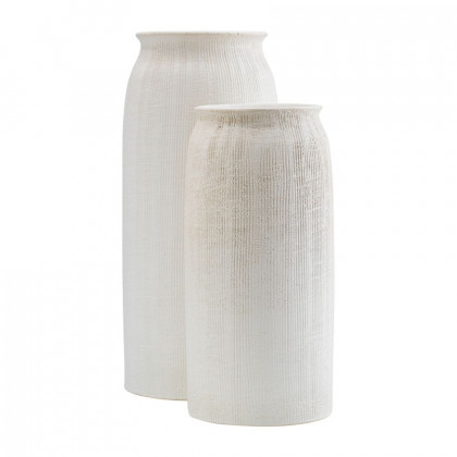 Sagebrook 16" Ceramic Ridged Vase - White
