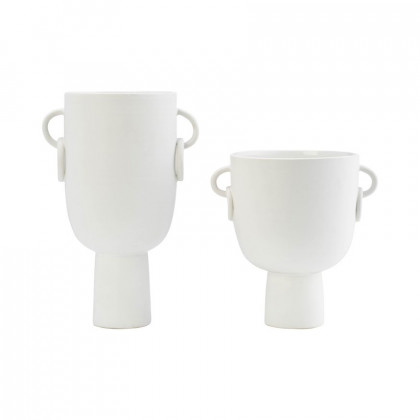 Sagebrook 10" Ceramic Vase With Handles - White
