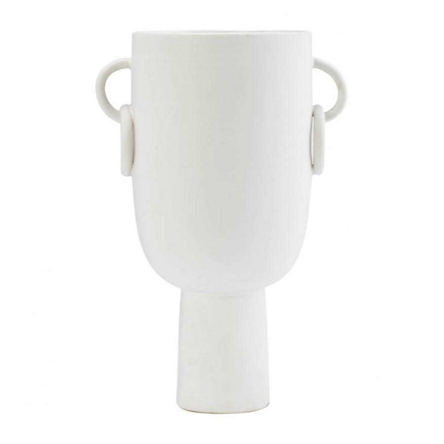 Sagebrook 13" Ceramic Vase With Handles - White