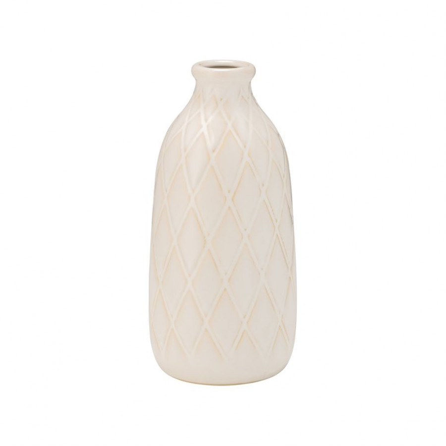 Sagebrook 9" Ceramic Plaid Textured Vase - Cameo Blue