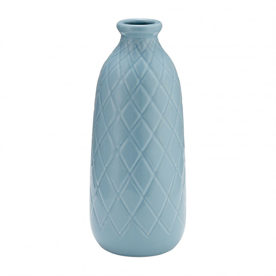 Sagebrook 12" Ceramic Plaid Textured Vase - Cameo Blue