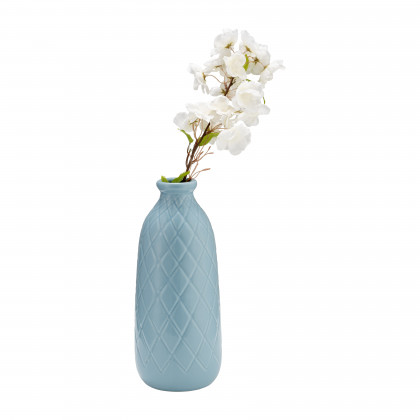 Sagebrook 12" Ceramic Plaid Textured Vase - Cameo Blue