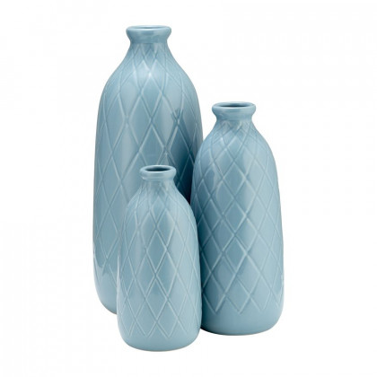 Sagebrook 16" Ceramic Plaid Textured Vase - Cameo Blue