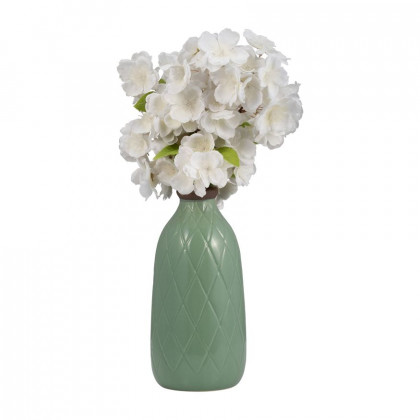 Sagebrook 9" Ceramic Plaid Textured Vase - Dark Sage
