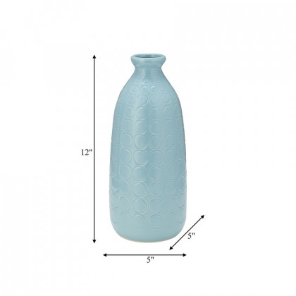Sagebrook 12" Ceramic Circles Vase - Aqua Haze