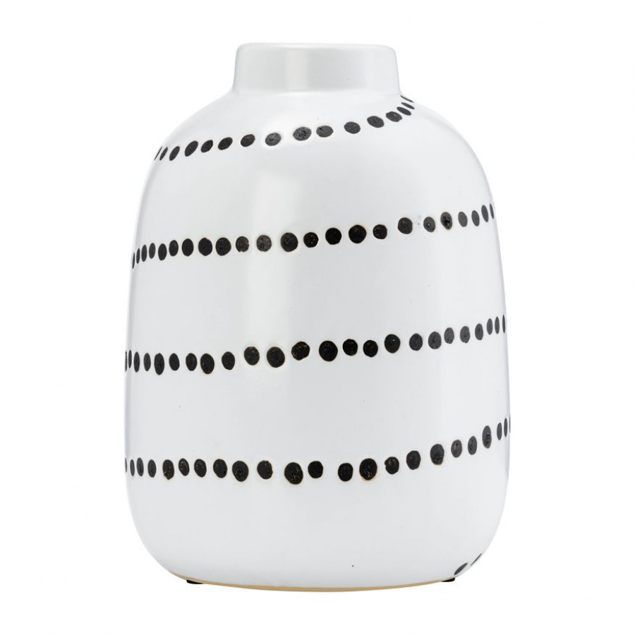 Sagebrook 9" Ceramic Spiral Dot Flower Vase - White/Black