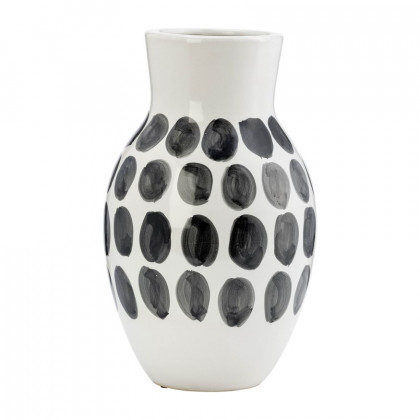 Sagebrook - 10" Ceramic Black Polk-a-dot Flower Vase