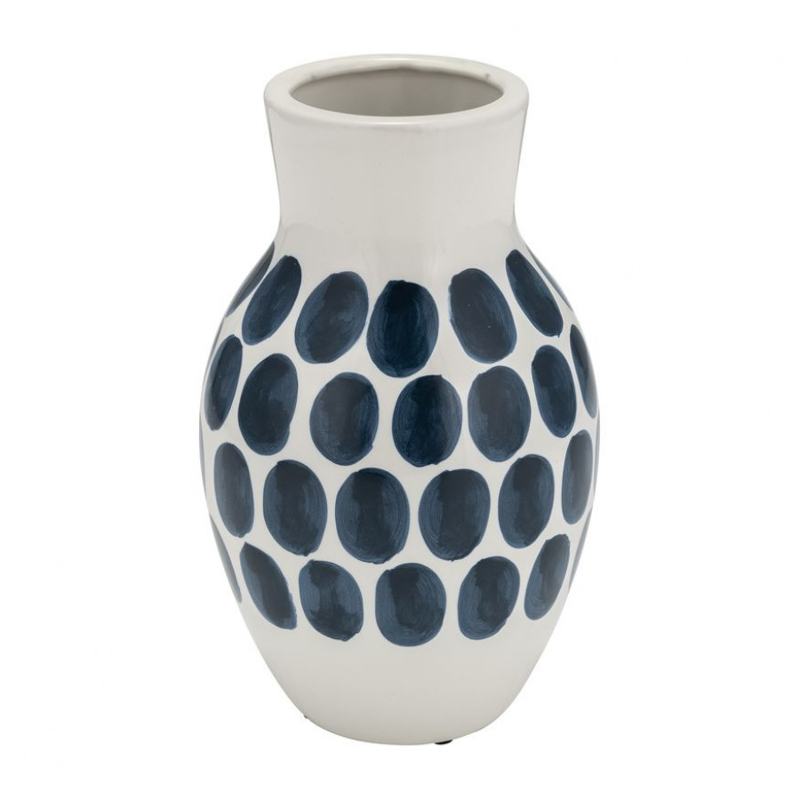 Sagebrook - 10" Ceramic Black Polk-a-dot Flower Vase
