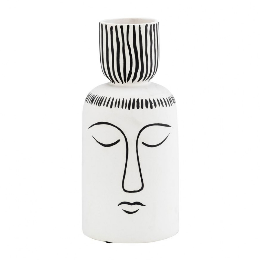 Sagebrook - 11" Ceramic Sleeping Man Flower Vase in White/Black