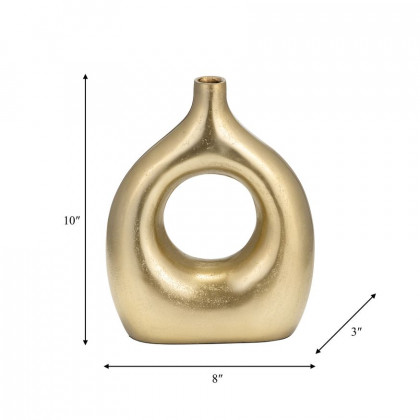 Sagebrook 10" Metal Open Cut Vase - Gold