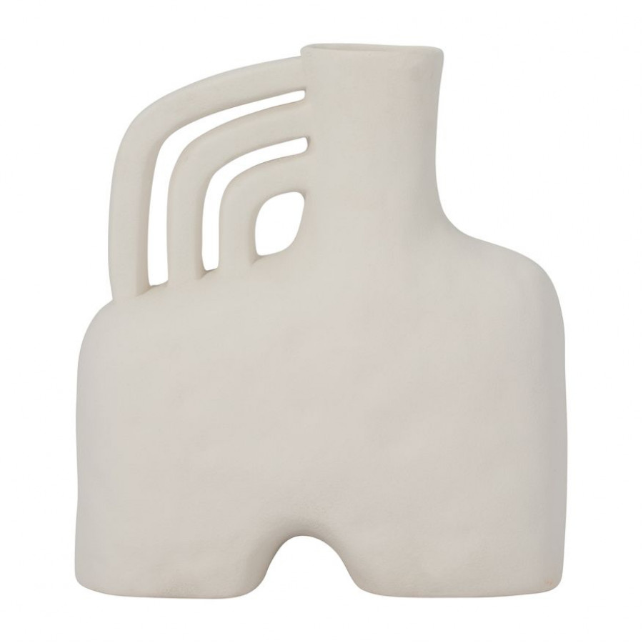 Sagebrook 12" Ceramic Rough Triple Handle Vase - Cotton