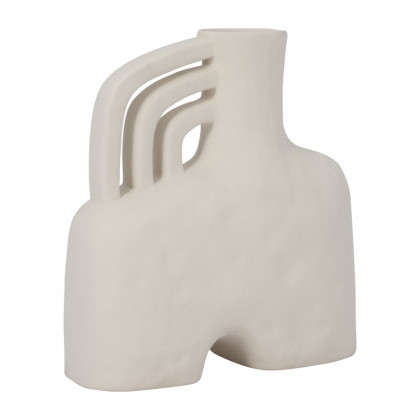 Sagebrook 12" Ceramic Rough Triple Handle Vase - Cotton