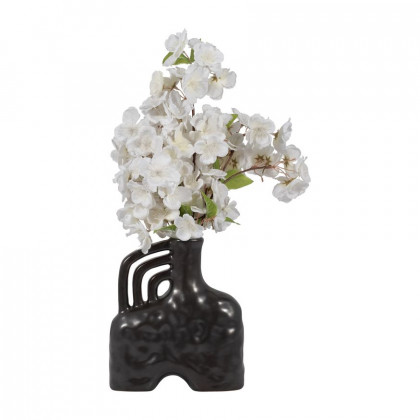 Sagebrook 8" Ceramic Metallic Triple Handle Vase - Black